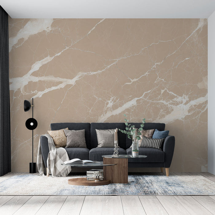 Tapetti marmori beige | Elegantti kuvio beige marmorilla ja valkoisilla juovilla
