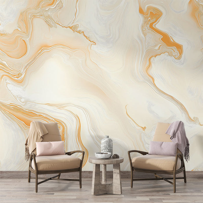 Fototapet mermerli | Turuncu ve krem renginde yumuşak mermer deseni