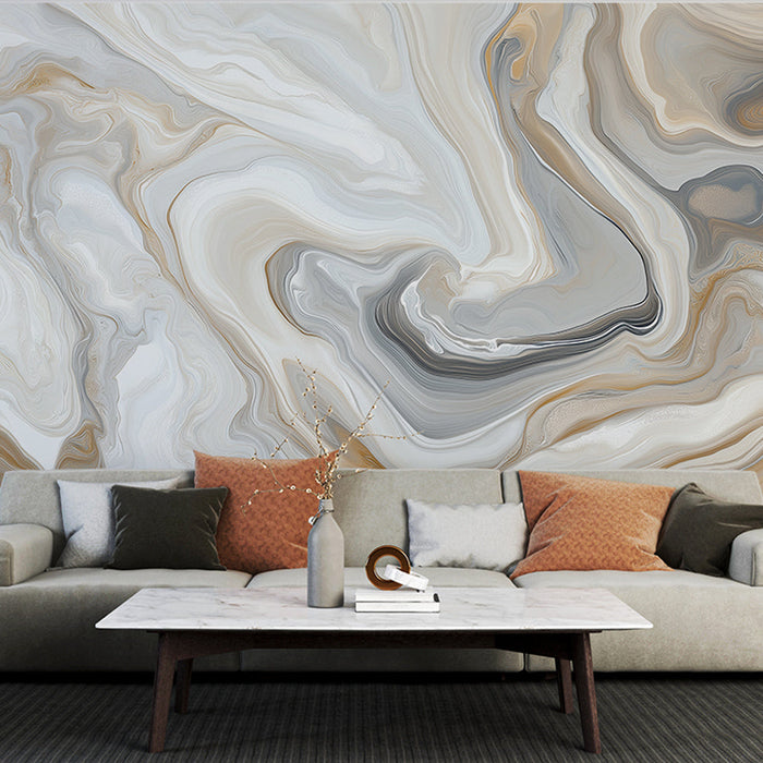 Tapetti marmoroitu | Pehmeä ja elegantti tekstuuri kultaisilla ja harmailla sävyillä