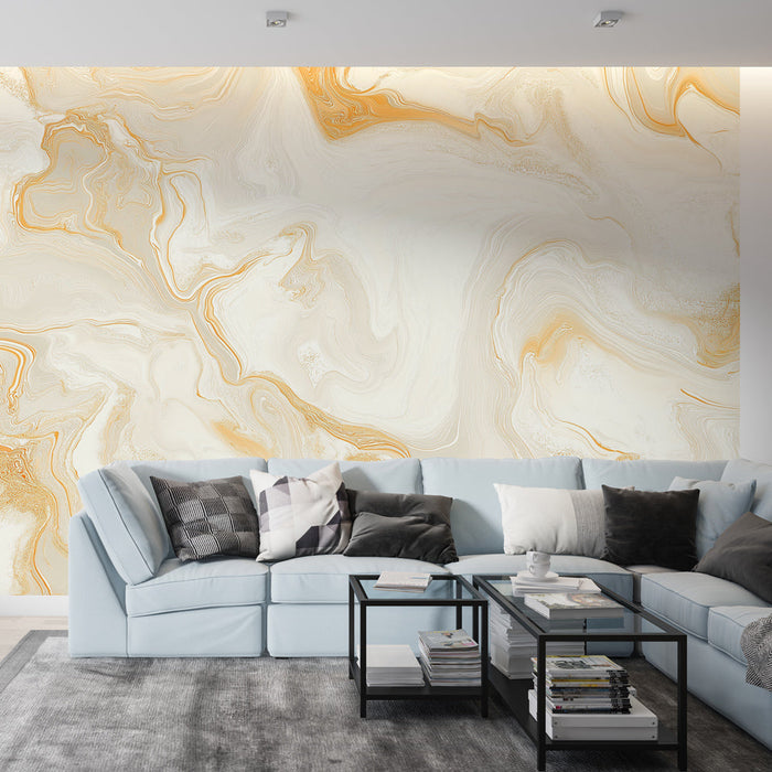 Mural Wallpaper marmoriran | Kremni in zlati toni