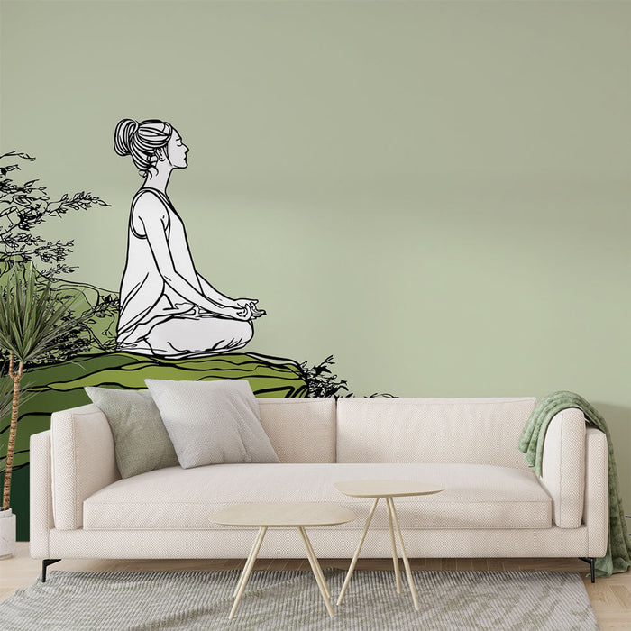 Fototapet meditacija | Meditirajući silueta u umirujućem krajoliku