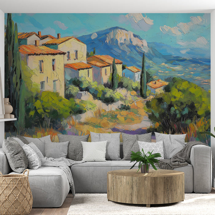 Tapeta Śródziemnomorska | Urocza Słoneczna Wioska