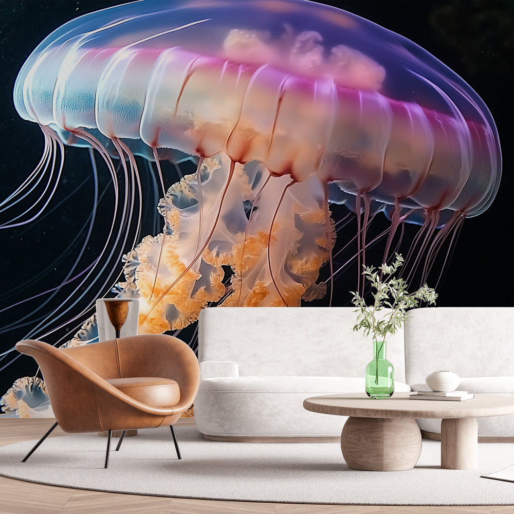 Papier Peint 3D Autocollant Luna – Méduse Dorée R4015, Amovible, Coloré, Pour Toute Pièce