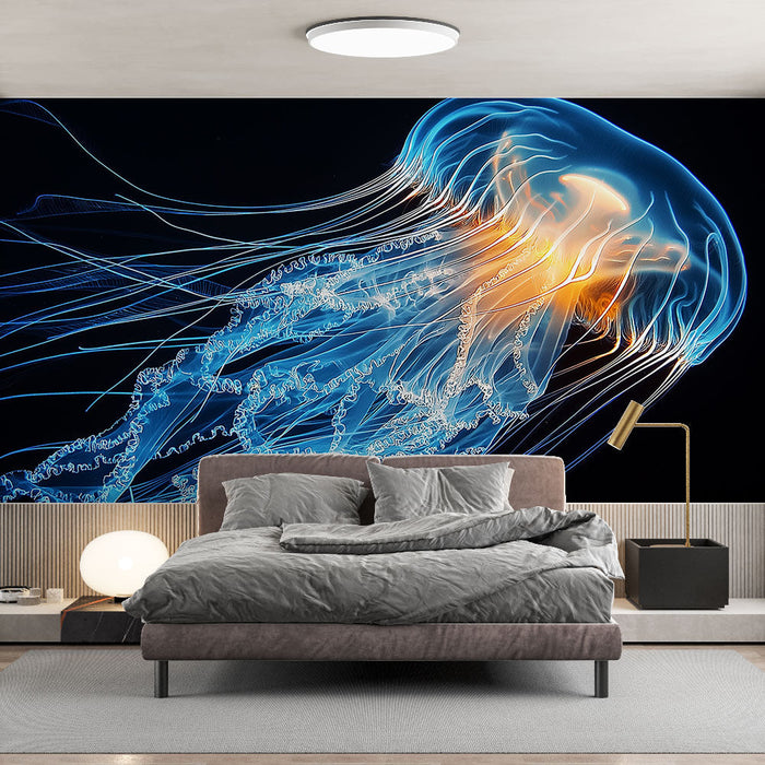 Tapeta jellyfish | Sijajni svetleči meduze z nežnimi ščetinami