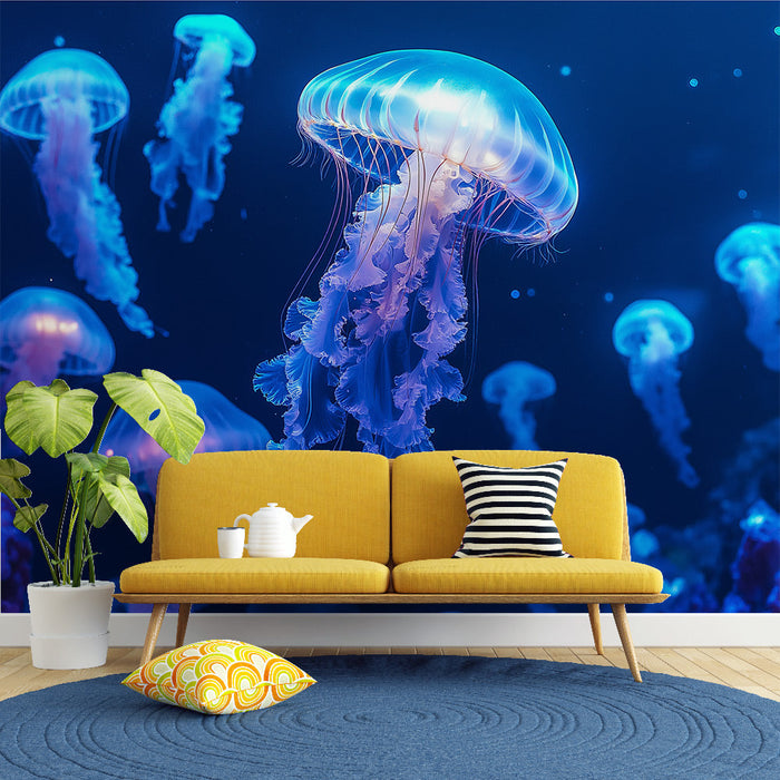 Carta da parati jellyfish | Brillantezza ipnotica delle meduse galleggianti sott'acqua