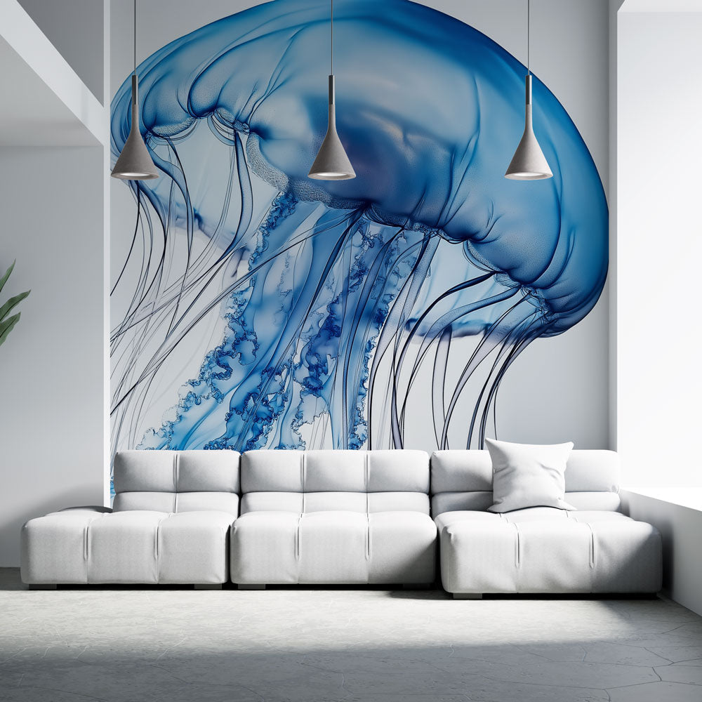 Papier peint rond autocollant - Moon Jellyfish I 75cm Papier peint rond autocollant - Moon Jellyfish I 75cm