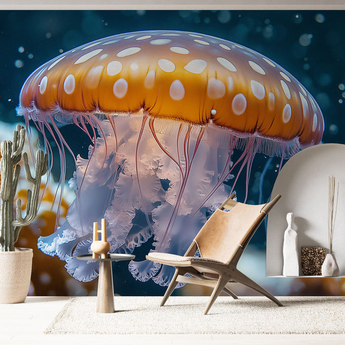 Papel pintado jellyfish | Colorful jellyfish with aquatic details