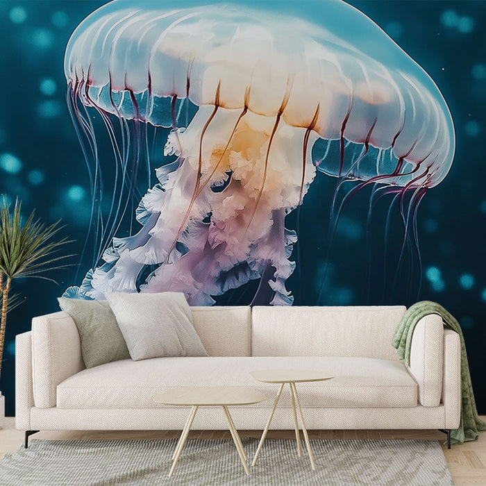 Tapeta meduza | Šarene meduze koje lebde u oceanu elegancije