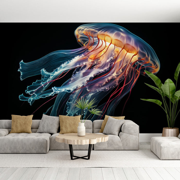 Tapetti meduusa | Kelluvat meduusat kirkkailla ja läpikuultavilla väreillä