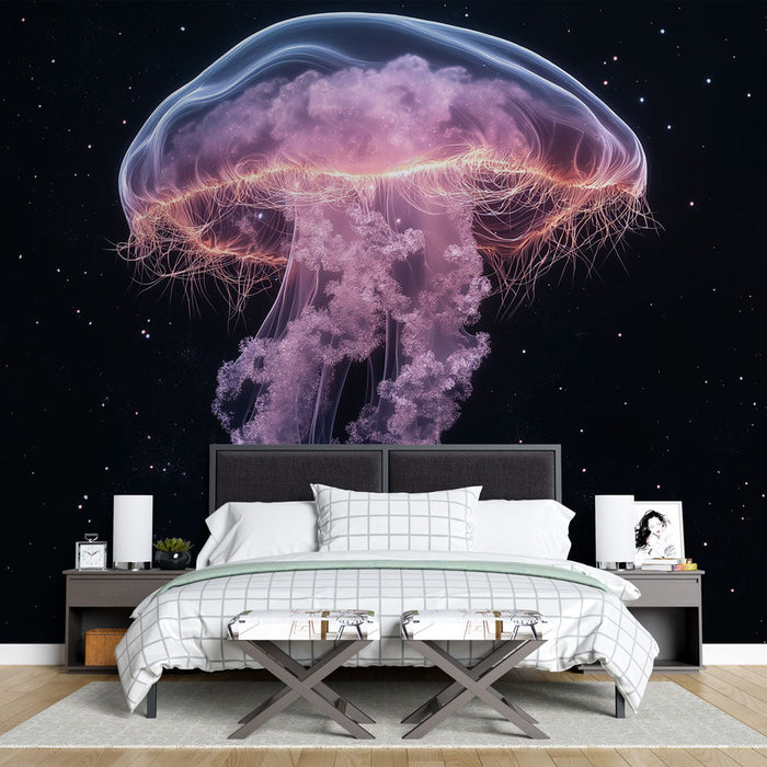Tapeta meduze | Svjetleće meduze koje lebde u svemiru