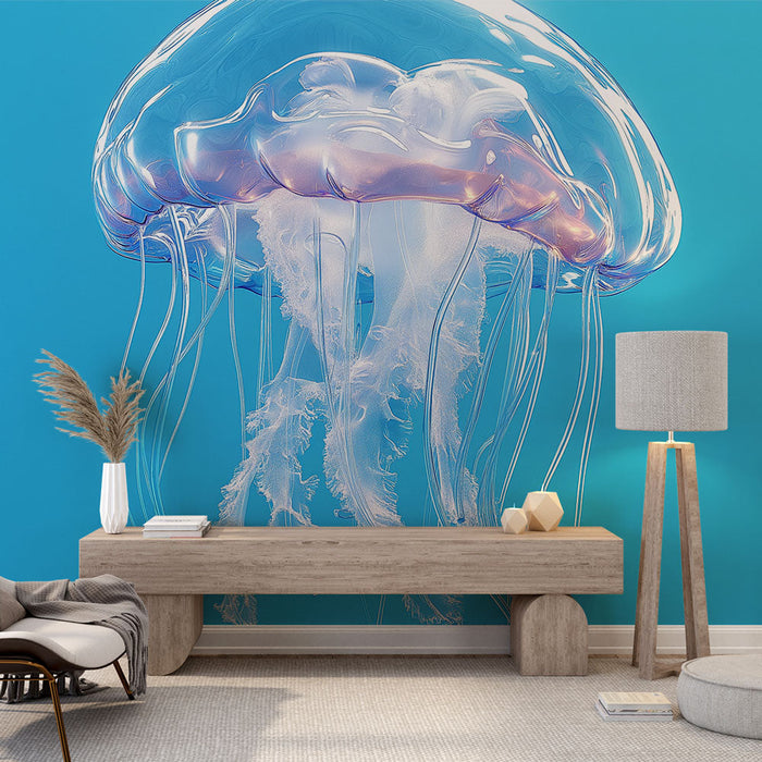Tapeta jellyfish | Průsvitné medúzy na jasně modrém pozadí