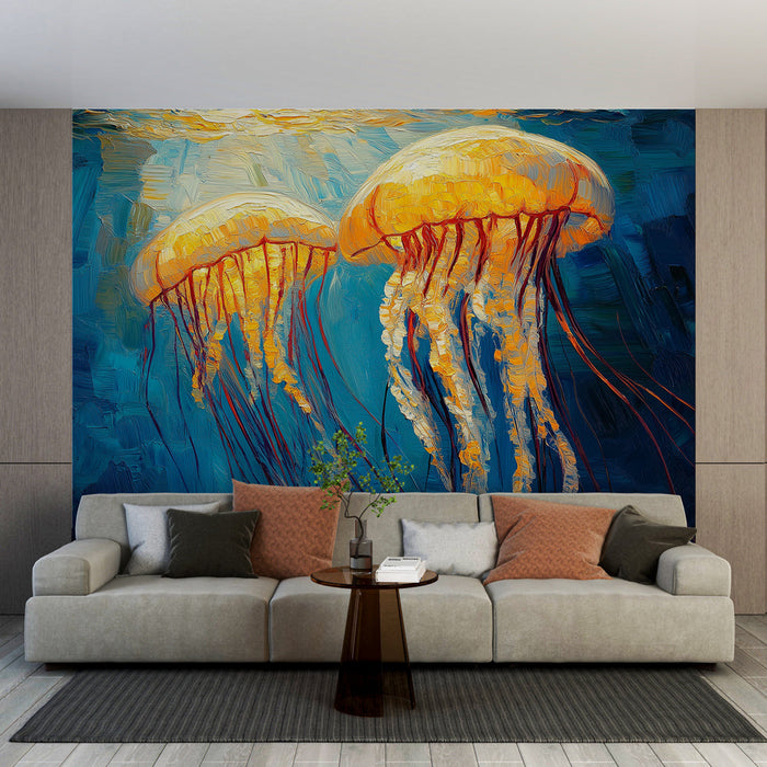 Mural Wallpaper meduza | Živopisne i šarene meduze u morskim dubinama