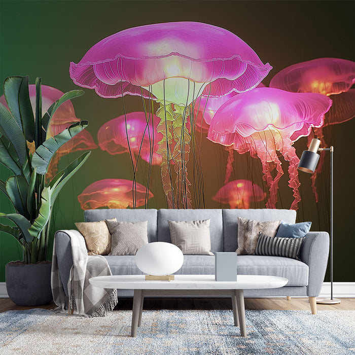 Tapeta jellyfish | Oslnivá kompozice svítících medúz