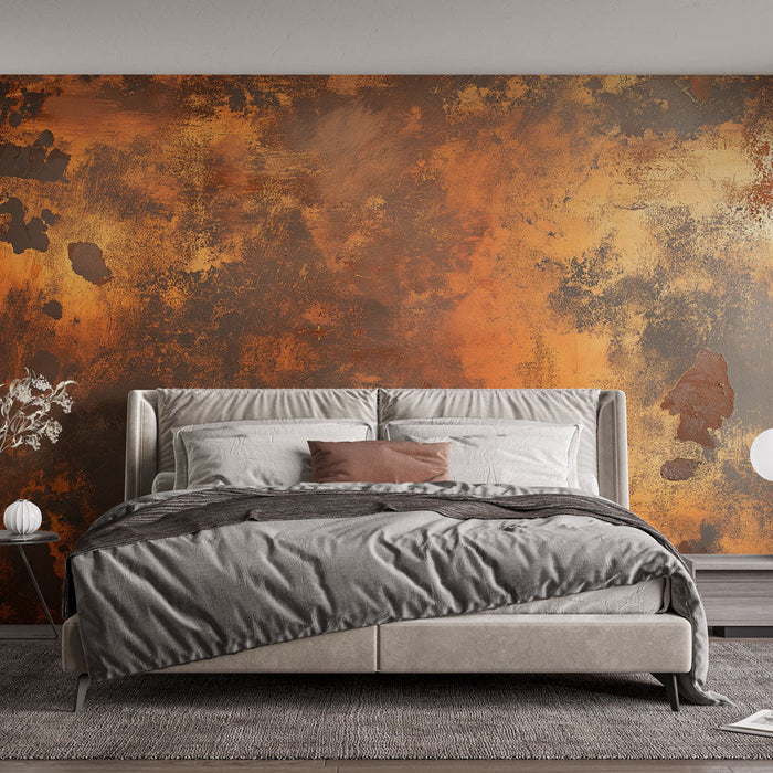 Papel pintado aged metal | Rusty texture with shades of orange and brown