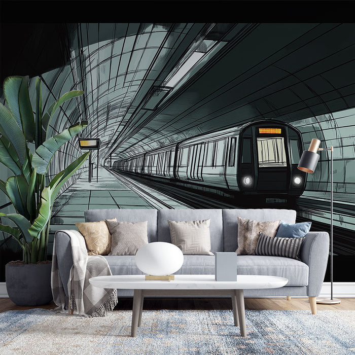 Metro Duvar Kağıdı | Modern metro tüneli ile şehir içi ortam