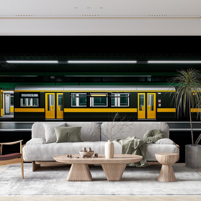 Fototapet metro modern | Grafisk komposition i grönt och gult