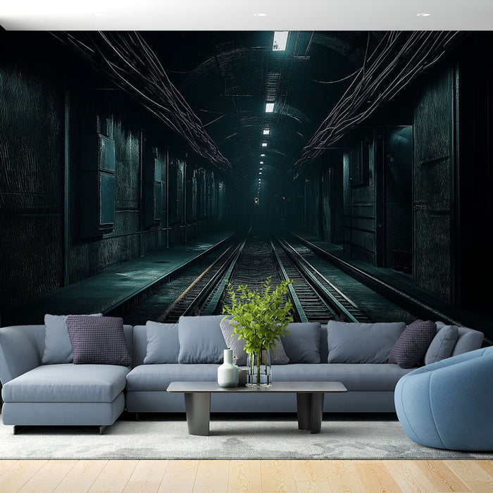 Tapeta metra ciemna | Sugestywny tunel kolejowy z tajemniczym oświetleniem
