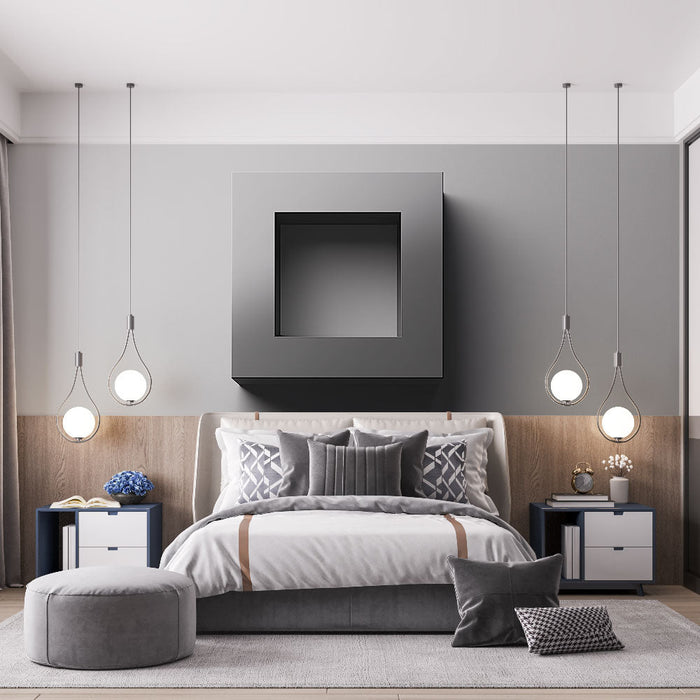 Tapete | Geometrischer Rahmen in Relief auf neutralem Hintergrund