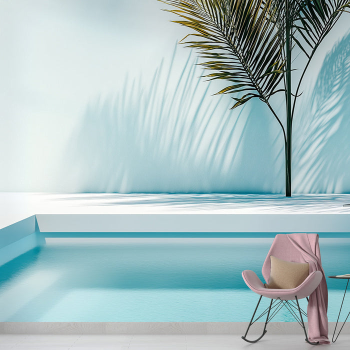 Минималистичен Тапет | Съвременен плаж с палмови дървета и тюркоазена вода