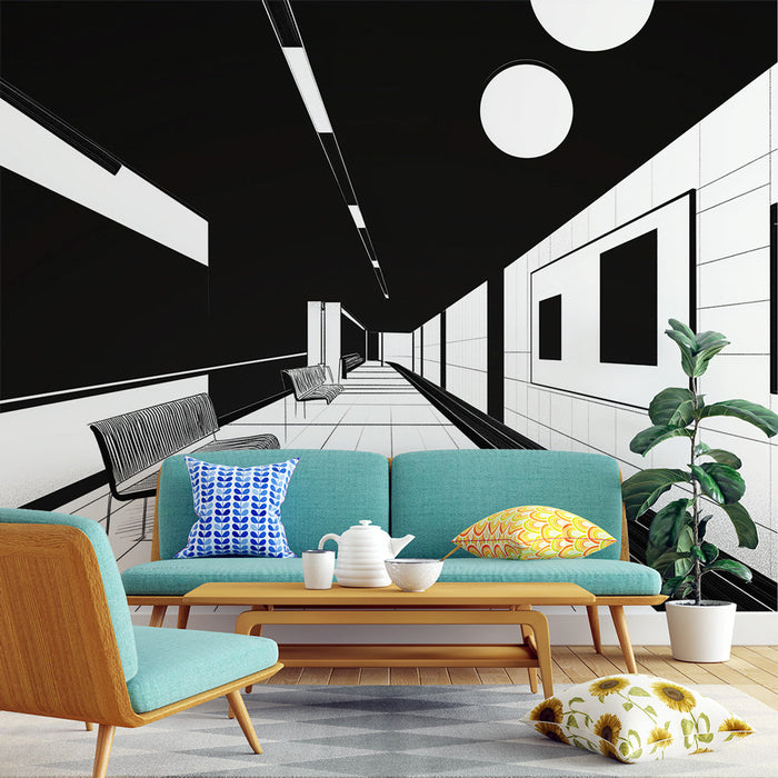 Monochromatická tapeta | Architektonická atmosféra v černé a bílé