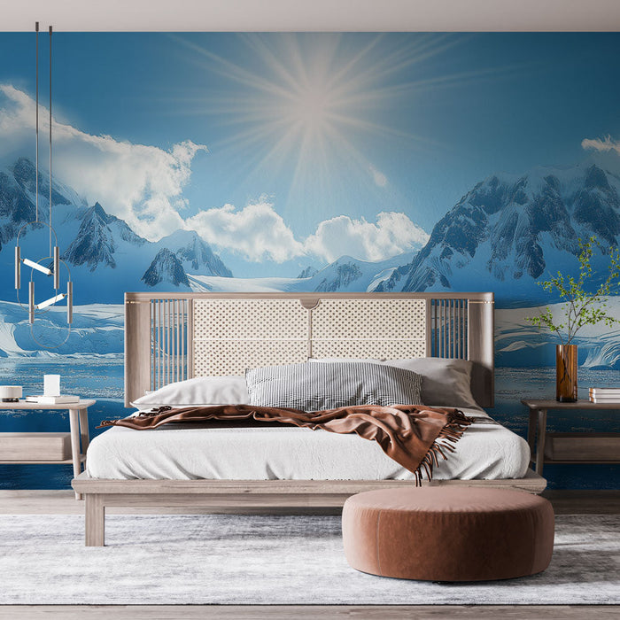 Снежна планина тапет | Алпийски пейзаж под слънчево небе