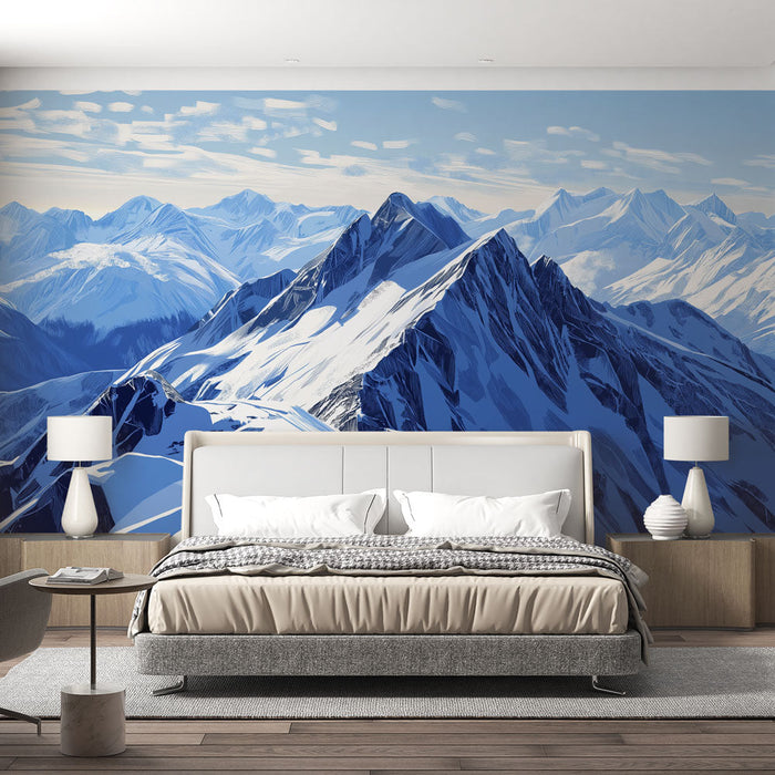 Снежна планина тапет | Величествен пейзаж на Алпийските върхове