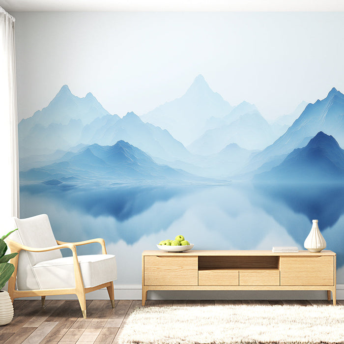 Muraaltapeet mägi | Monokroomne sinakas