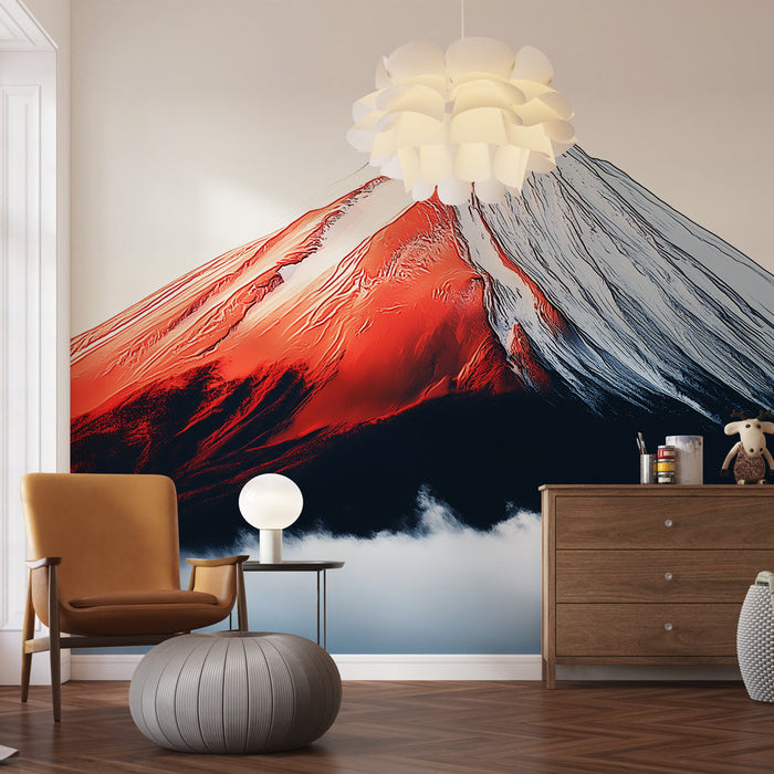 Papel pintado montaña | Monte Fuji estilizado al amanecer