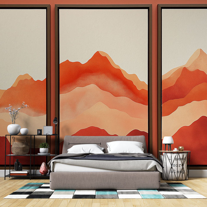 Fototapet dağ | Sıcak tonlarda dağların soyut deseni