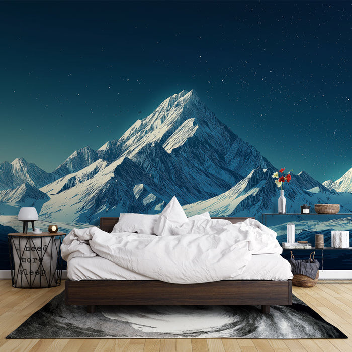 Tapete montagne nocturne | Ein Berglandschaft unter einem sternklaren Himmel