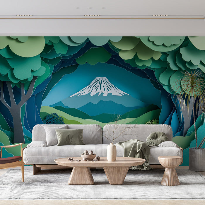 Tapeta gora | Gorska krajina izrezana iz papirja