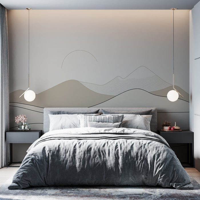 Muraaltapeet mägi | Panoraamne beež maastik