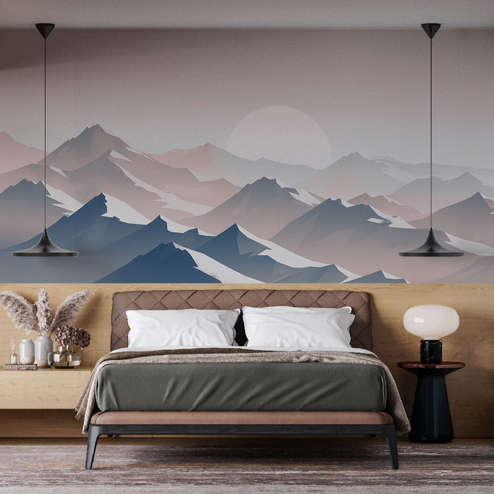 Papel de parede montanha | Sol rosa pastel