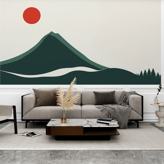 Muraaltapeet stiliseeritud mägi | Sametine ja Zen