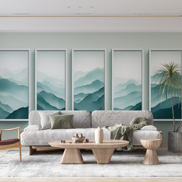 Fototapet fjell | Et landskap av overlappende fjell med beroligende blomsterfarger