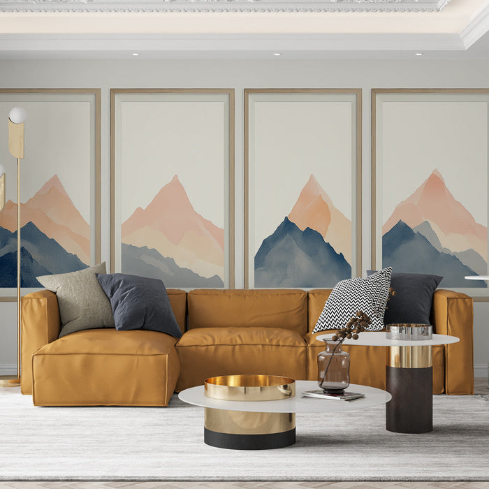 Tapeta vodovými barvami hor | Abstraktní krajina v přechodech jemných barev