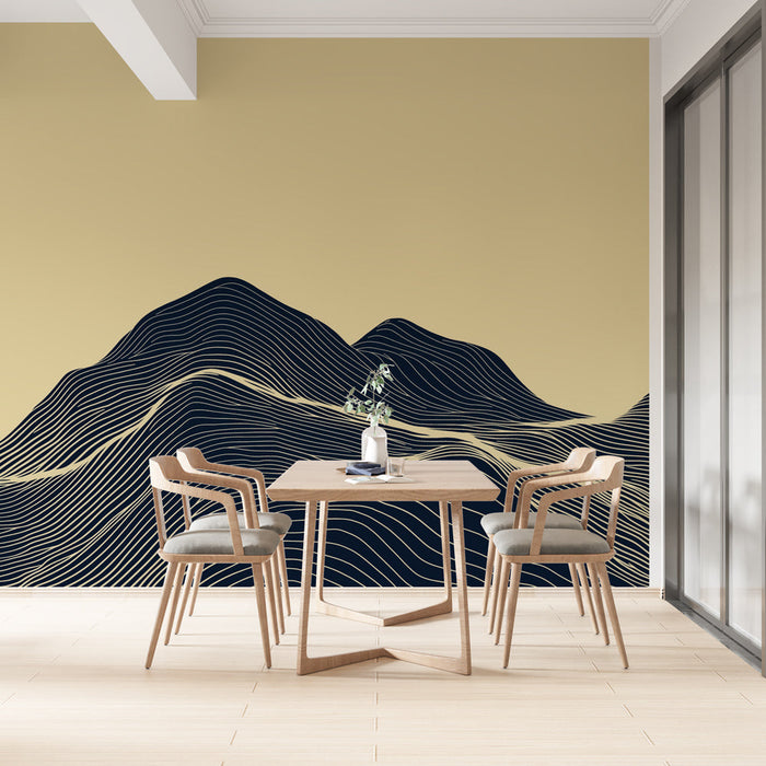 Foto Behang bergen | Minimalistisch ontwerp met golvende lijnen