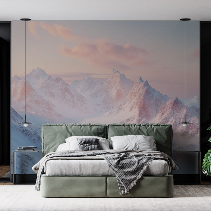 Maalritapeet lumised mäed | Mäestiku maastik päikesetõusul