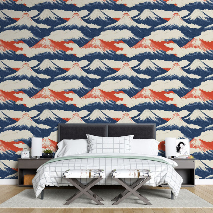 Mountain Wallpaper Japanese | Majestic mountain motif under clouds