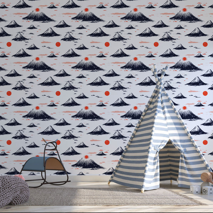 Tapeta Japonské hory | Majestátní sopečné vzory a zářivá slunce