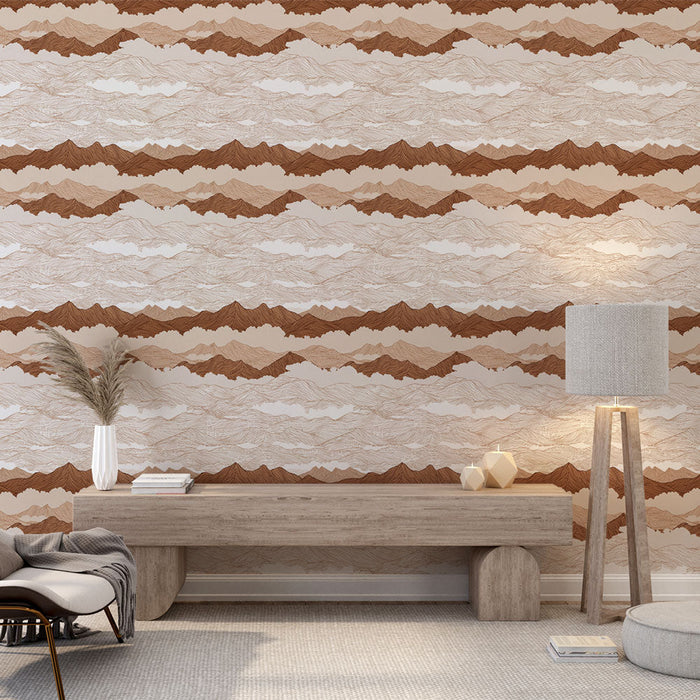 Планински тапет | Вълнообразен планински модел в земни тонове