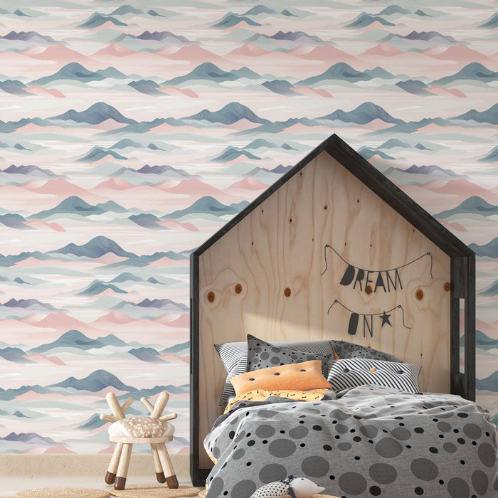 Fototapet berg pastell | Vågor av berg i mjuka och lugnande nyanser