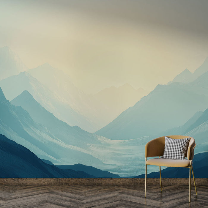 Mural Wallpaper mountains | Soothing toned mountain landscape
