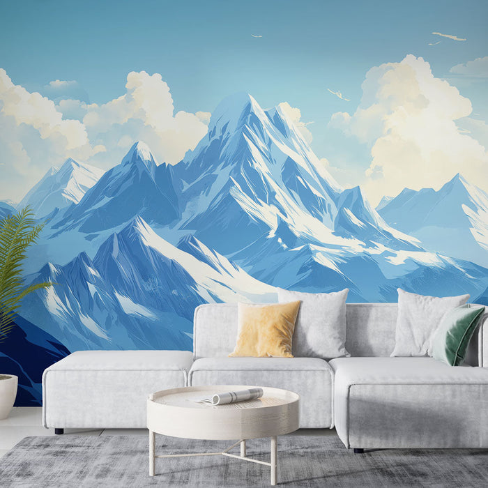 Maalitud tapeet mäed | Majesteetlik mägimaastik sinise taeva all