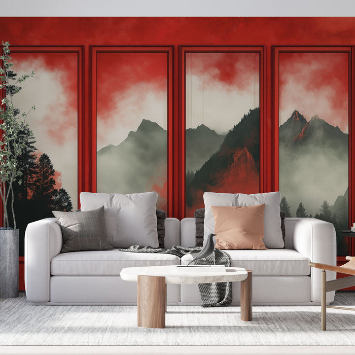 Fototapet mountainous | Dramatisk landskap i rødt og svart