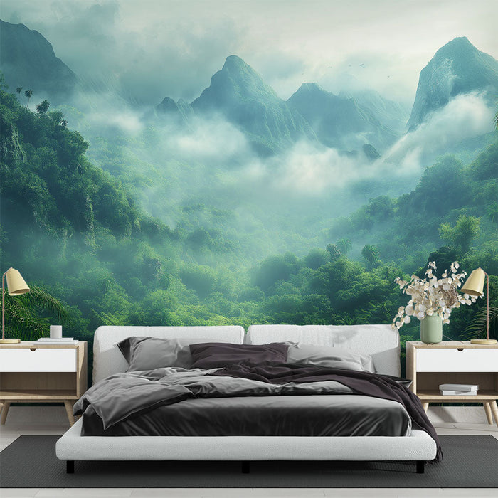 Ταπετσαρία ορεινή | Πλούσιο ορεινό τοπίο στην ομίχλη