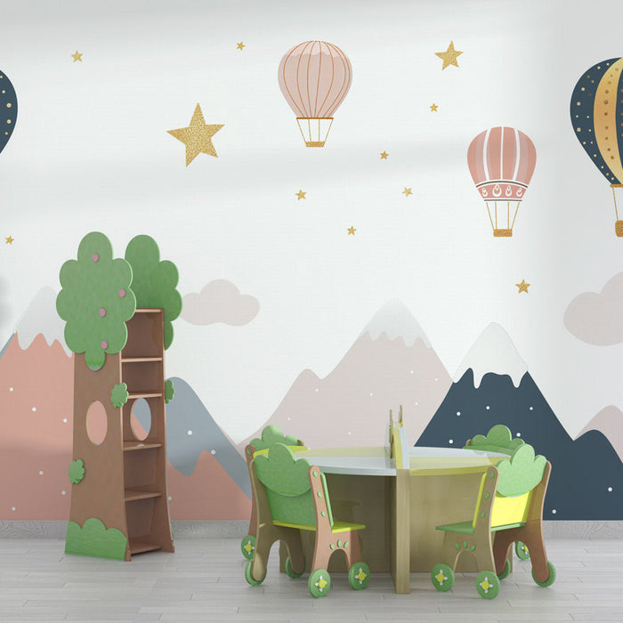 Papel pintado del globo aerostático | Habitación infantil