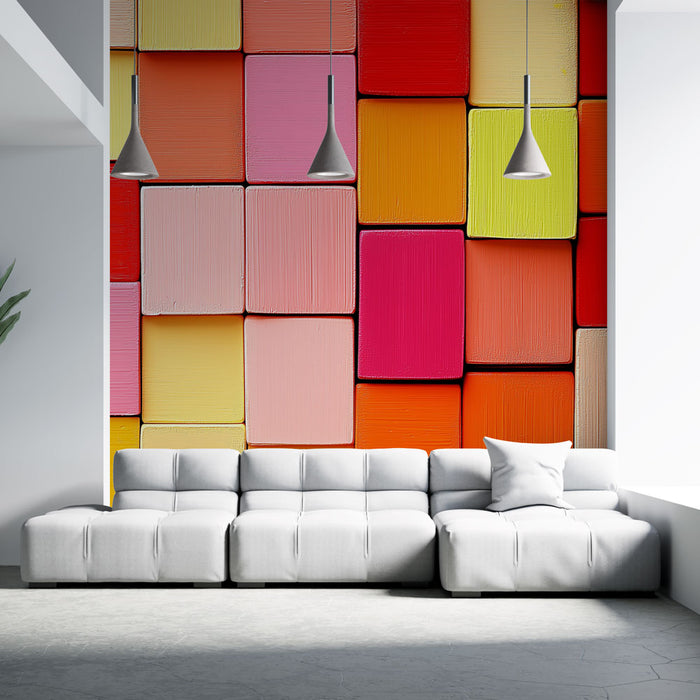 Tapetti värikäs mosaiikki | Kirkkaat ja dynaamiset maalausneliöt