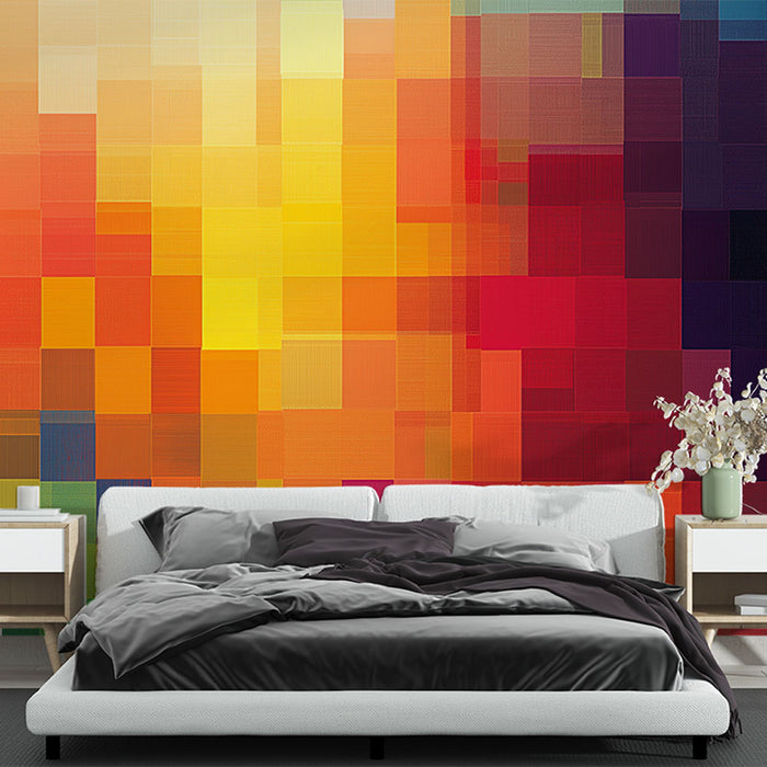 Tapet farverig mosaik | Abstrakt mønster med levende nuancer