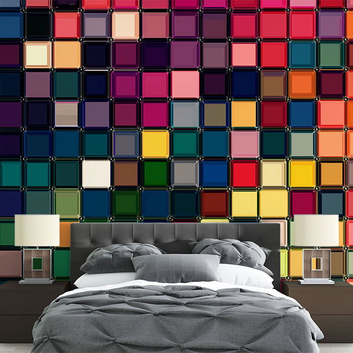 Tapeta s pestrobarevným mozaikovým vzorem | Geometrický vzor s různorodou barevnou paletou